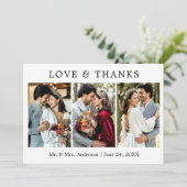 シンプルモダン愛と感謝してい結婚の3枚の写真 サンキューカード (スタンド正面)