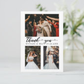 シンプルモダン愛ハートScript 4結婚の写真 サンキューカード (スタンド正面)
