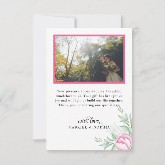 シンプルモダン愛ハートScript 4結婚の写真 サンキューカード (裏面)