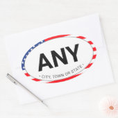 シンプルモダン愛国的アメリカ国旗カスタムの都市 楕円形シール (封筒)