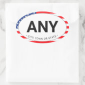 シンプルモダン愛国的アメリカ国旗カスタムの都市 楕円形シール (バッグ)