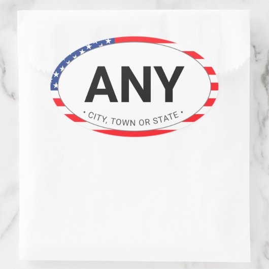 シンプルモダン愛国的アメリカ国旗カスタムの都市 楕円形シール (バッグ)