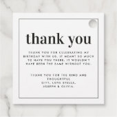 シンプルモダン感謝していタイポグラフィ生誕生日 フェイバータグ (裏面)