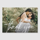 シンプルモダン感謝していChic Script結婚の写真you マグネット招待状 (正面)
