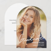 シンプルモダン手書きスクリプト大学院写真 招待状 (正面/裏面)