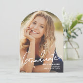 シンプルモダン手書きスクリプト大学院写真 招待状 (スタンド正面)