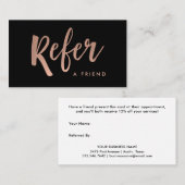 シンプルモダン手書きスクリプト | ローズゴールド 紹介カード (正面/裏面)