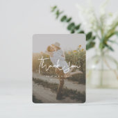 シンプルモダン手書き写真結婚の サンキューカード (スタンド正面)