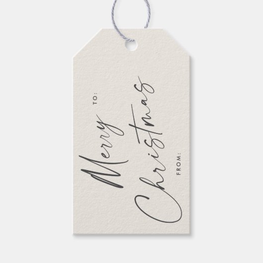 シンプルモダン手書き台本メリークリスマス ギフトタグ (正面)