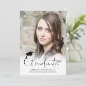 シンプルモダン手書き台本卒業生2写真 案内状 (スタンド正面)