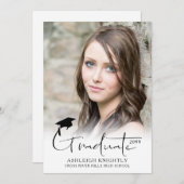 シンプルモダン手書き台本卒業生2写真 案内状 (正面/裏面)