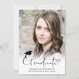 シンプルモダン手書き台本卒業生2写真 案内状