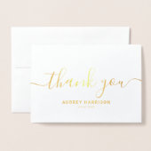 シンプルモダン手書き感謝 箔カード (封筒付き正面)