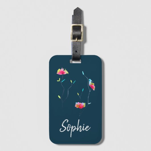 シンプルモダン抽象芸術日本のピンク ラゲッジタグ (正面縦)