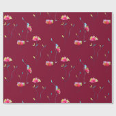 シンプルモダン抽象芸術日本のピンク ラッピングペーパー (フラット)