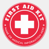 シンプルモダン救急赤と白医療 ラウンドシール (正面)