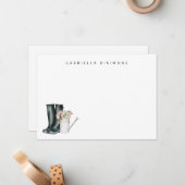 シンプルモダン散水缶フローラパーソナライズされた ノートカード (正面/裏面インサイチュ)