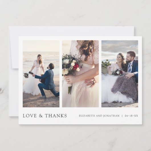 シンプルモダン数々の写真ありがとうご結婚ざい サンキューカード (正面)