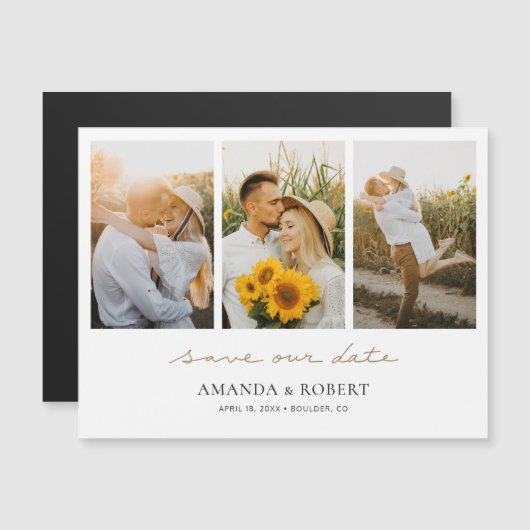 シンプルモダン数々の写真コラージュ日付の保存 マグネット招待状 (正面/裏面)