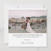 シンプルモダン数々の写真結婚コラージュ サンキューカード (裏面)