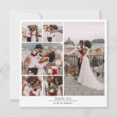 シンプルモダン数々の写真結婚コラージュ サンキューカード (正面)