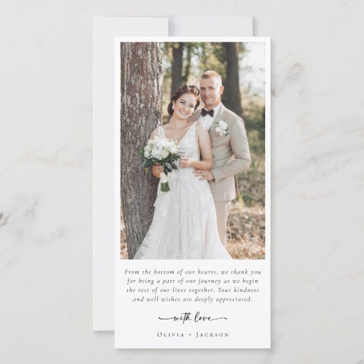 シンプルモダン数々の写真結婚コラージュ サンキューカード (裏面)