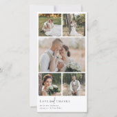 シンプルモダン数々の写真結婚コラージュ サンキューカード (正面)