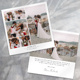 シンプルモダン数々の写真結婚コラージュ サンキューカード