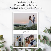 シンプルモダン数々の写真結婚コラージュ サンキューカード