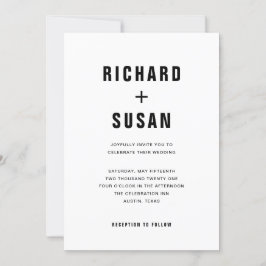 シンプルモダン文字 |白黒結婚の 招待状