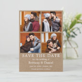 シンプルモダン日付を保存4 Photo Kraft Card セーブザデート (スタンド正面)