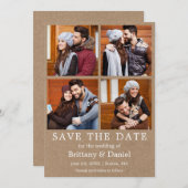 シンプルモダン日付を保存4 Photo Kraft Card セーブザデート (正面/裏面)