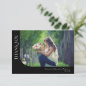 シンプルモダン曲結婚写真 サンキューカード (スタンド正面)