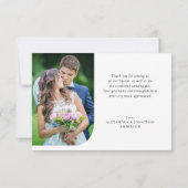 シンプルモダン曲結婚写真 サンキューカード (裏面)