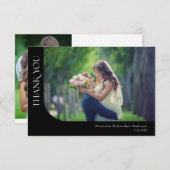 シンプルモダン曲結婚写真 サンキューカード (正面/裏面)