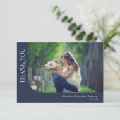 シンプルモダン曲結婚写真 サンキューカード (スタンド正面)