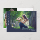 シンプルモダン曲結婚写真 サンキューカード (正面/裏面)