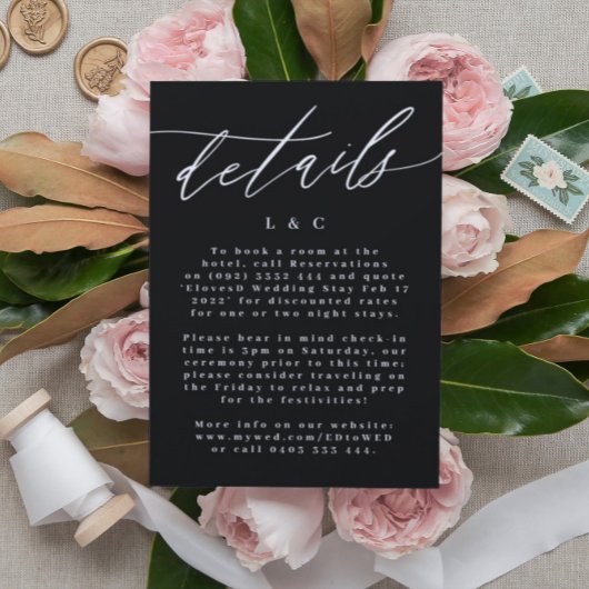 シンプルモダン書白と黒結婚の 出欠カード