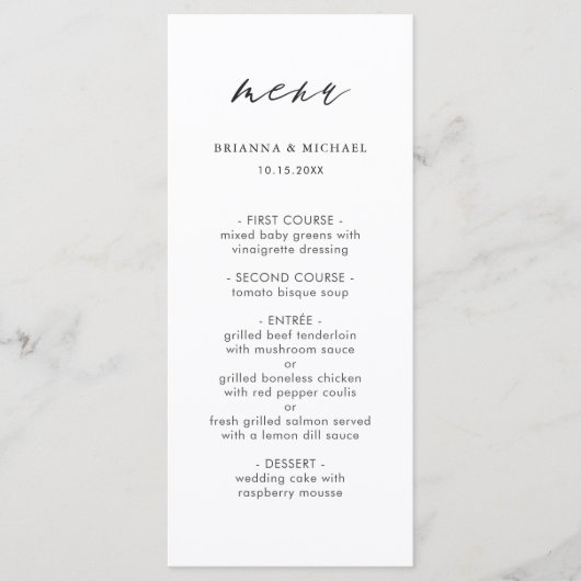 シンプルモダン書結婚のメニュー メニュー (正面)