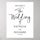 シンプルモダン書結婚の歓迎 ポスター (正面)