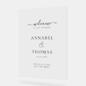 シンプルモダン書「ようこそ」結婚の アクリルサイン (傾斜)