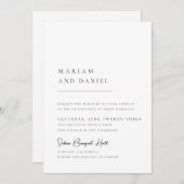 シンプルモダン書Script White結婚's 招待状 (正面/裏面)