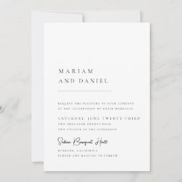 シンプルモダン書Script White結婚's 招待状