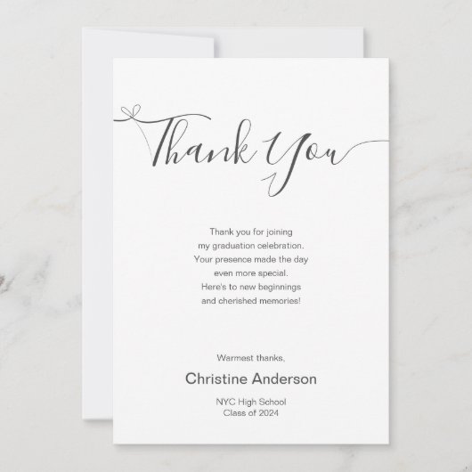 シンプルモダン最小語数型卒業 サンキューカード (正面)
