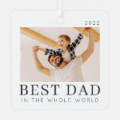 シンプルモダン最高のシックカスタムパパ写真 メタルオーナメント (裏面)