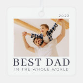 シンプルモダン最高のシックカスタムパパ写真 メタルオーナメント (正面)