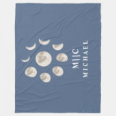 シンプルモダン月モノグラムパーソナライズされた フリースブランケット (正面)
