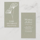 シンプルモダン植物葉グリーンナチュラモダンル 名刺 (正面/裏面)