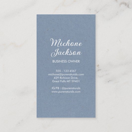 シンプルモダン植物葉中性ブルーモダン 名刺 (裏面)