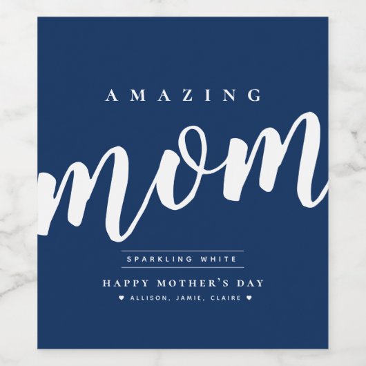 シンプルモダン母の日パーソナライズされた ワインラベル (シングルラベル)